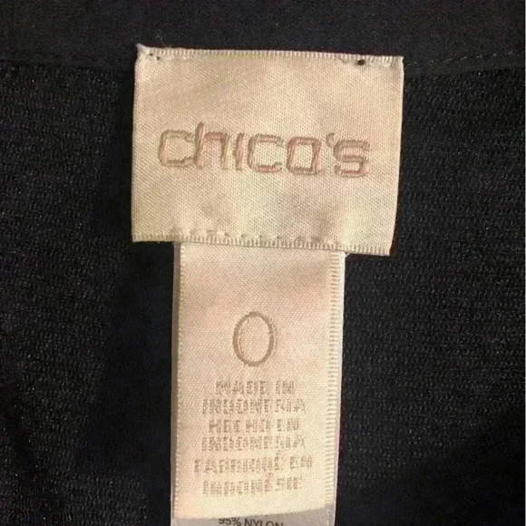 Chicos Size 0 Small Black Button Up Sheer Blouse Lace Back L/S - Picture 3 of 5